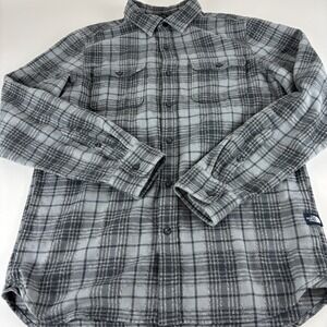 The North‎ Face Flannel Shirt Mens Medum Gray Plaid Long Sleeve Midweight